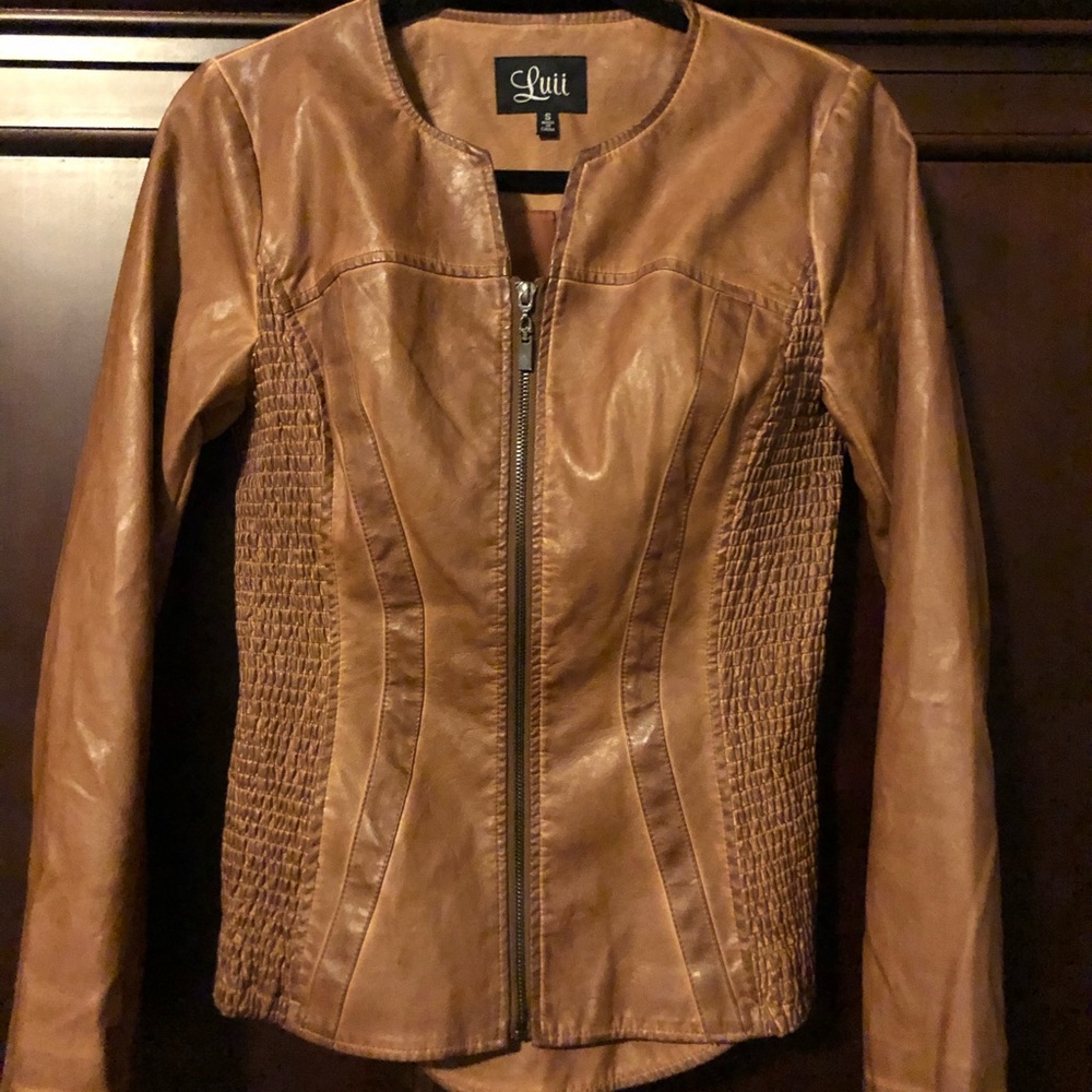 Luii Gently Distressed Faux Leather Moto Jacket